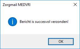 U kunt in dit scherm de keuze maken of het een MEDVRI (medisch vrij) of een MEDSPE (medisch specialist) bericht moet zijn. De automatische voorselectie staat op MEDVRI.