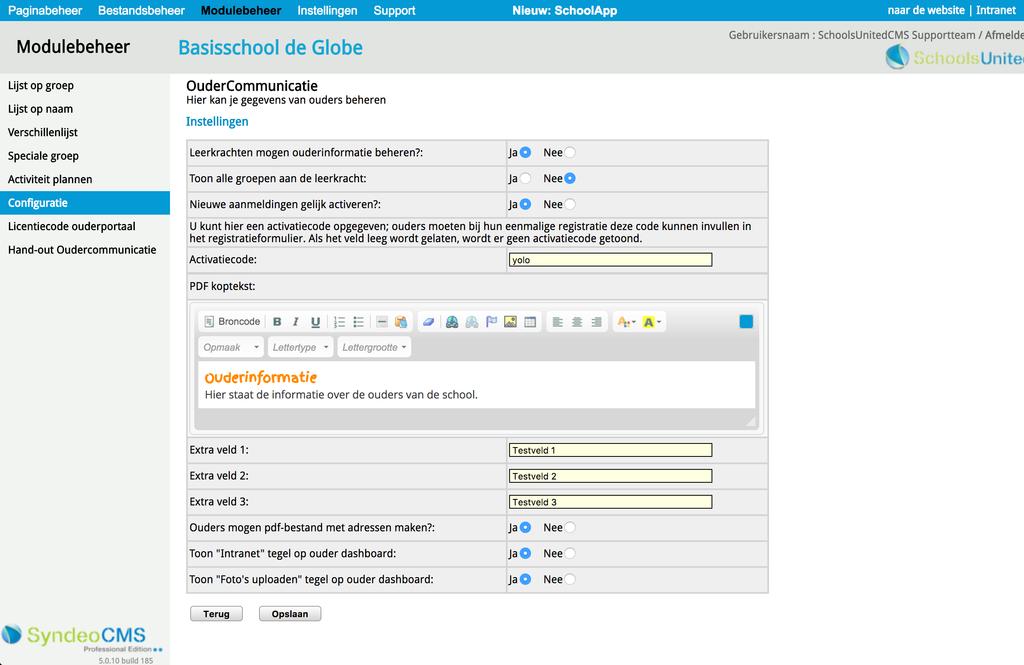 Configuratie van het