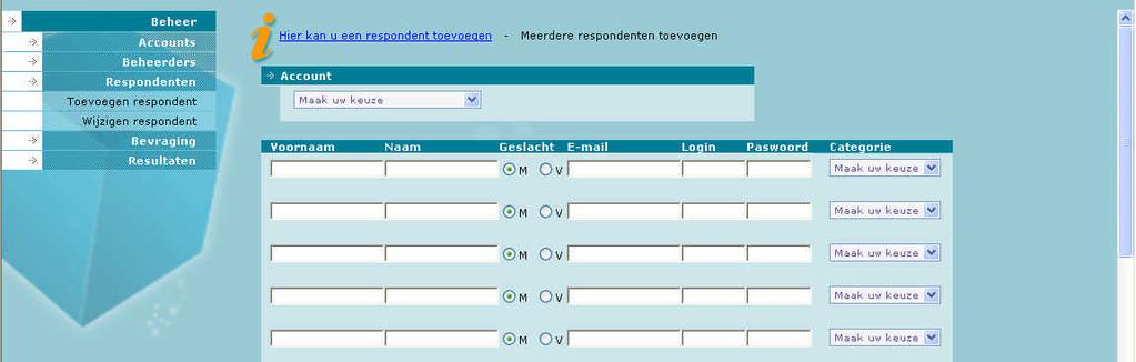 Indien u anonieme (dummy) respondenten aanmaakt, dan voorziet u voor hen een dummy e-mail adres.