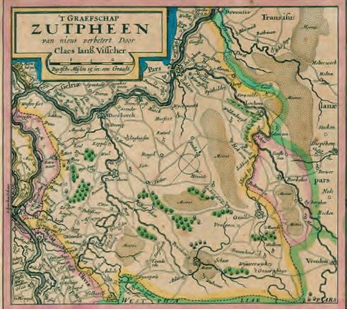 12. De Comitatus Zutphania weer als gewone atlaskaart (1632). (van 4e naar 5e staat). Collectie auteur. klein formaat, zoals men in die tijd gewend was (zie afb. 10A), maar van uitstekende kwaliteit.