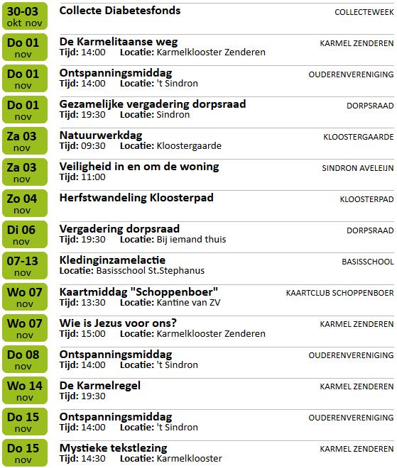 Activiteitenagenda Kijk voor meer informatie in de Agenda van www.zenderen.