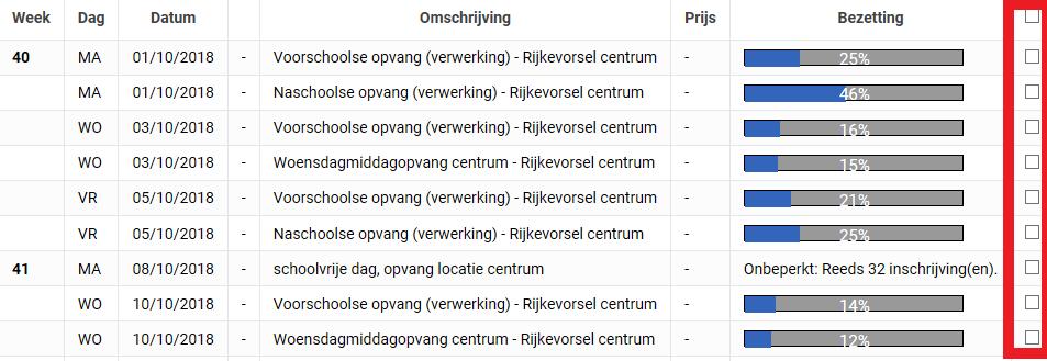 Tweewekelijks: Om de andere week. Kies de beginweek en de inschrijving wordt vanaf die week een week wel en vervolgens een week niet uitgevoerd, enzovoort.