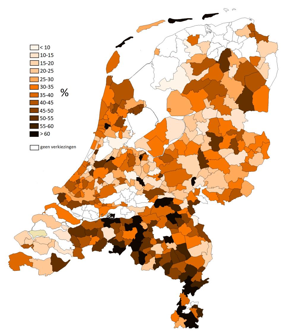 Aanhang lokale partijen Nederland Op deze kaart is voor heel Nederland zichtbaar hoe goed lokale partijen het deden in de verschillende gemeenten.