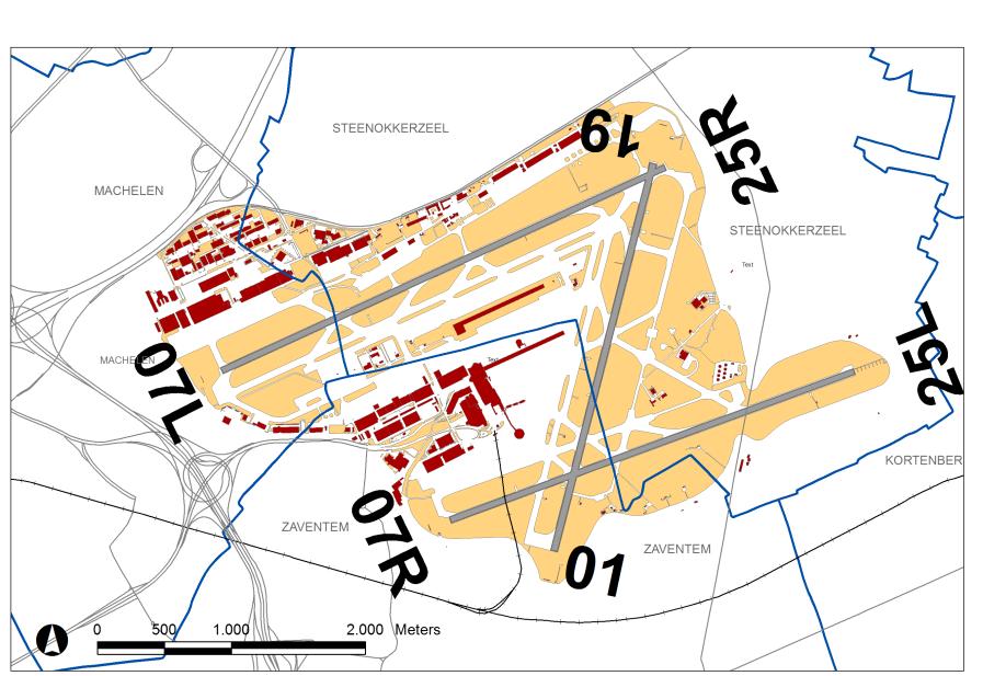 De luchthaven Brussels Airport (EBBR) - ARP 50 54 05 N E 004 29 04 - is gelegen op grondgebied van het Vlaamse Gewest, meer bepaald op grondgebied van de gemeenten Zaventem, Machelen, Steenokkerzeel
