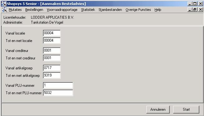 15 1.3 Stap 3: Aanmaken Besteladvies [Bestellingen] [Besteladvies] [Aanmaken] Aan de hand van de ingelezen verkoopgegevens en de in het pakket aanwezige voorraadinformatie kan nu een besteladvies