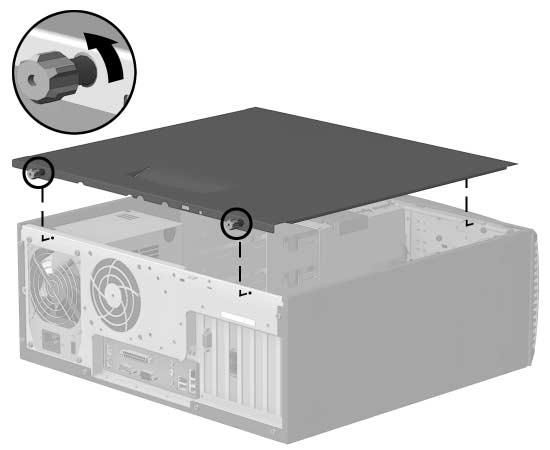 Hardware-upgrades Toegangspaneel van de computer verwijderen Leg de computer op de breedste zijde neer voordat u het toegangspaneel verwijdert, voor meer stabiliteit. 1.