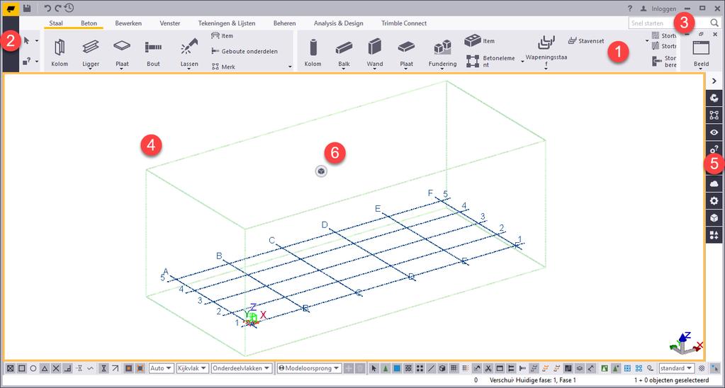 1.6 De gebruikersinterface Wanneer u een Tekla Structures-model opent, verschijnt er een nieuw venster.