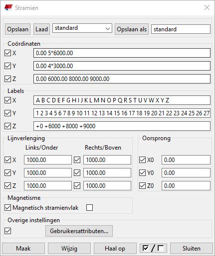 1.8 Stramienen maken U kunt stramienen en losse stramienlijnen maken. Om een stramien te maken: 1.