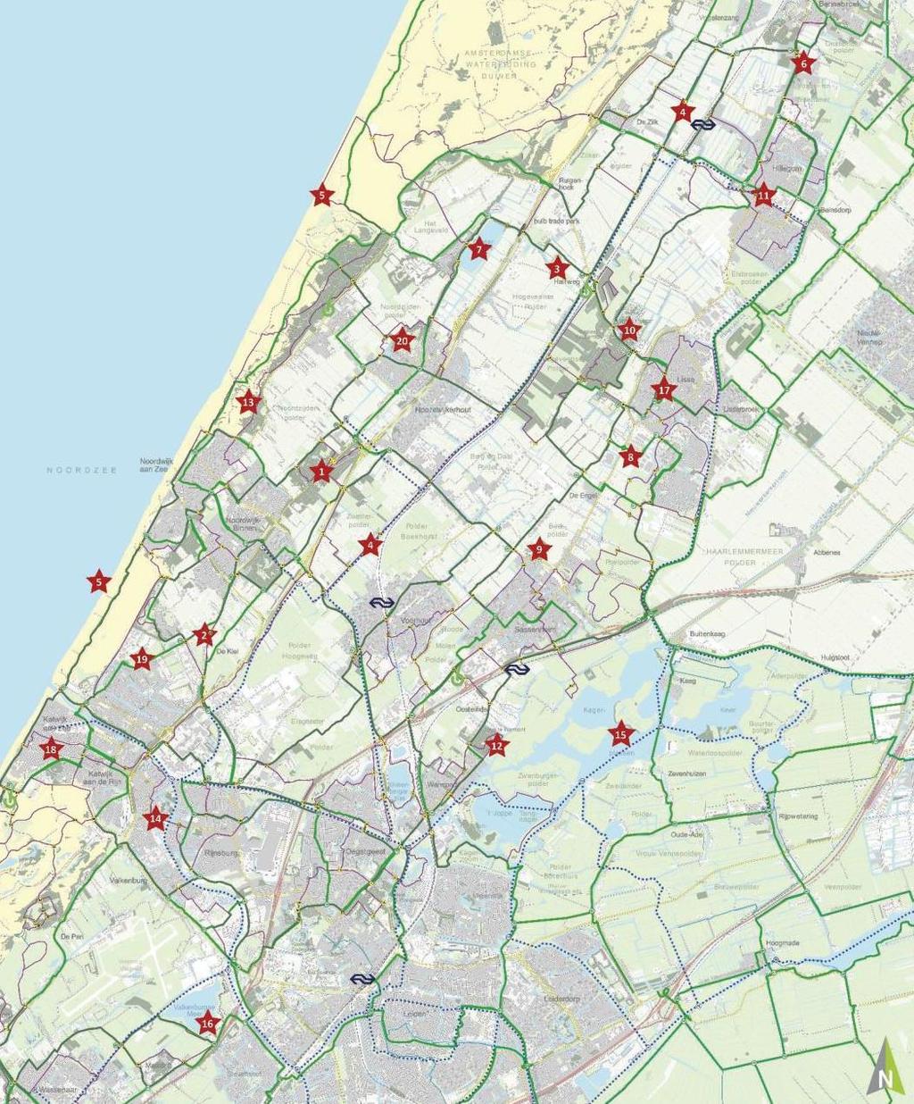 Parels 1. Landgoed Leeuwenhorst 2. Streekmuseum en landgoed Veldzicht 3. Landgoed en golfbaan Tespelduyn 4. Trekvaart 5.