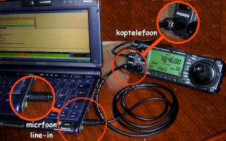 PC + software verbinding PC radio/zender: stekkertje snoertje tussen