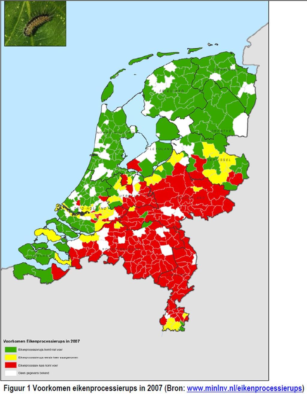 Verspreiding 1995 en 2007 Kaartje