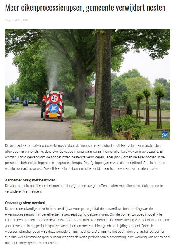 Grote plaagdruk 2018 ook in Limburg Bericht gemeente Nederweert