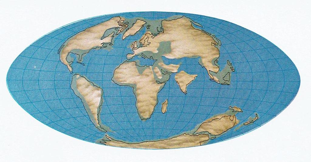 Vijftig miljoen jaar geleden vormde de Atlantische Oceaan zich, maar Zuid-Amerika en Indië waren nog steeds eilanden, op weg naar hun huidige posities. Dit gold ook voor Afrika. (R.E.