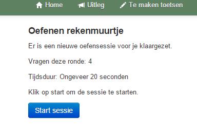 Ga je door met oefenen, dan zie je weer het startscherm.