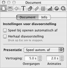 Automatisch afgespeelde presentaties Als u wilt dat de presentatie zelfstandig wordt uitgevoerd, zodat u deze bijvoorbeeld in een kiosk kunt gebruiken, kunt u aangeven dat de presentatie automatisch