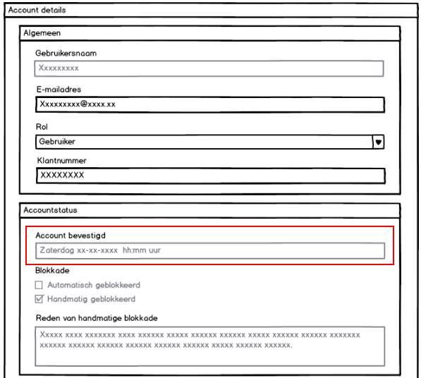 KCC-medewerker Menu-optie Accountdetails Datum en tijd