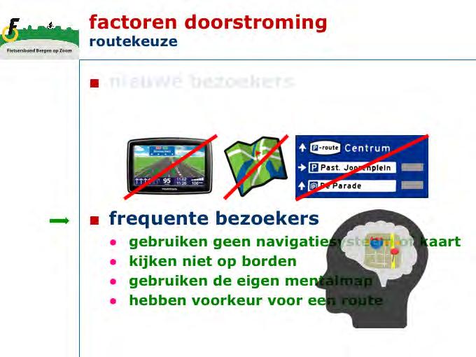 Bij frequente bezoekers en bewoners van Bergen op Zoom hebben zich voorkeursroutes in het geheugen genesteld.