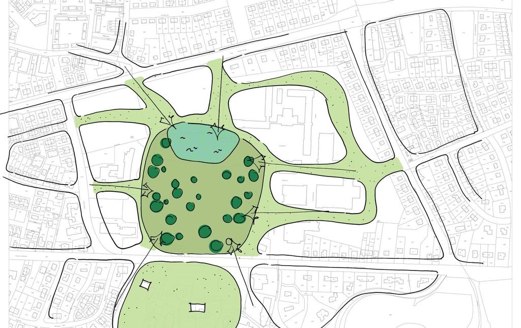 Twee modellen Concept A: Lommerijk wonen op de Dreijen in stijl van omliggende wijken aansluitend op omgeving Arboretum als hart van de