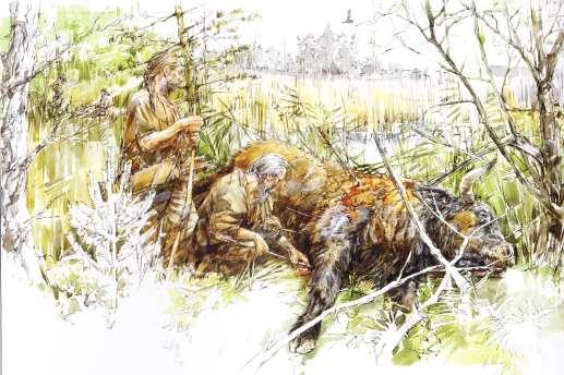 MESOLITHICUM Sporen van mesolithische jagers worden met enige regelmaat in Zuid-Limburg aangetroffen. Ze hadden een nomadisch bestaan en waren hier aanwezig tussen 10.000-5000 v.chr.