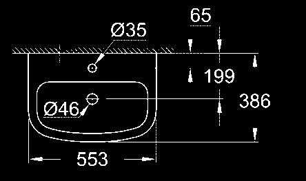 Hangende wastafel 65