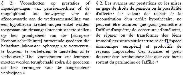 3.3 De termijn van de nieuwe voorschotten, inpandgevingen of toewijzingen van de