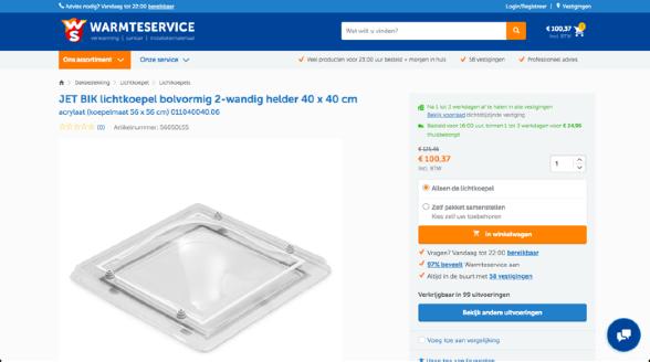 Product suggesties voor klanten Warmteservice Cross sell Cart sensitive
