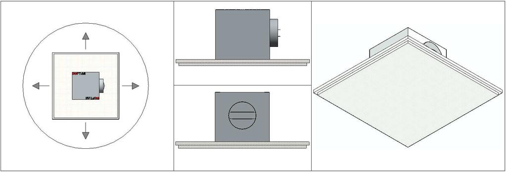 I.II. Plafondroosters, geperforeerd Family s PTVMI/PTTMI (NLRSen_57_AT_UN_PTxMI_Solid_Air.rfa) Geperforeerd toevoer plafondrooster voor inleg in systeemplafond.