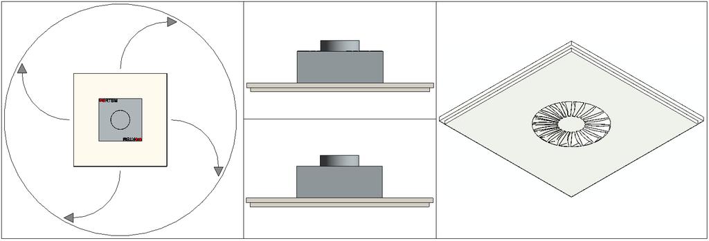 I.III. Plafondroosters, wervel, bloemvormig Family s RTBM/RTBT (NLRSen_57_AT_UN_RTBM_RTBT_Solid_Air.rfa) Bloemvormig toevoer wervelroosters voor inleg in systeemplafond.