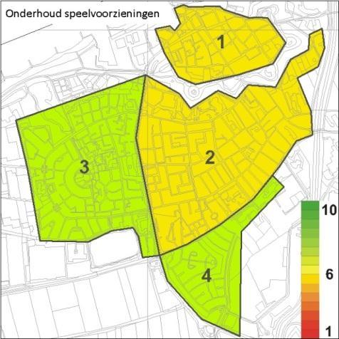 Speelvoorzieningen 9 jaar e.o. 1. Binnenstad 4,4 4,6 4,2 4,3 2. De Vergt 4,3 4,9 5,0 5,1 3. De Spellewaard 5,9 6,2 6,1 6,4 4.