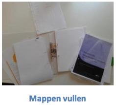 Tip 4: Zorg dat de map niet te vol komt, maak desnoods 2 of meer mappen voor dezelfde cluster onderwerpen. 15.Vul een map met het bijbehorende stapeltje. Gebruik tabbladen.