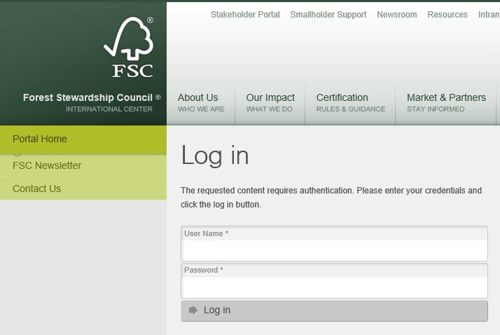 FSC Trademarkportaal Het trademarkportaal geeft toegang tot de FSC logo s en labels 1. Ga naar https://trademarkportal.fsc.org/ portal/ 2.