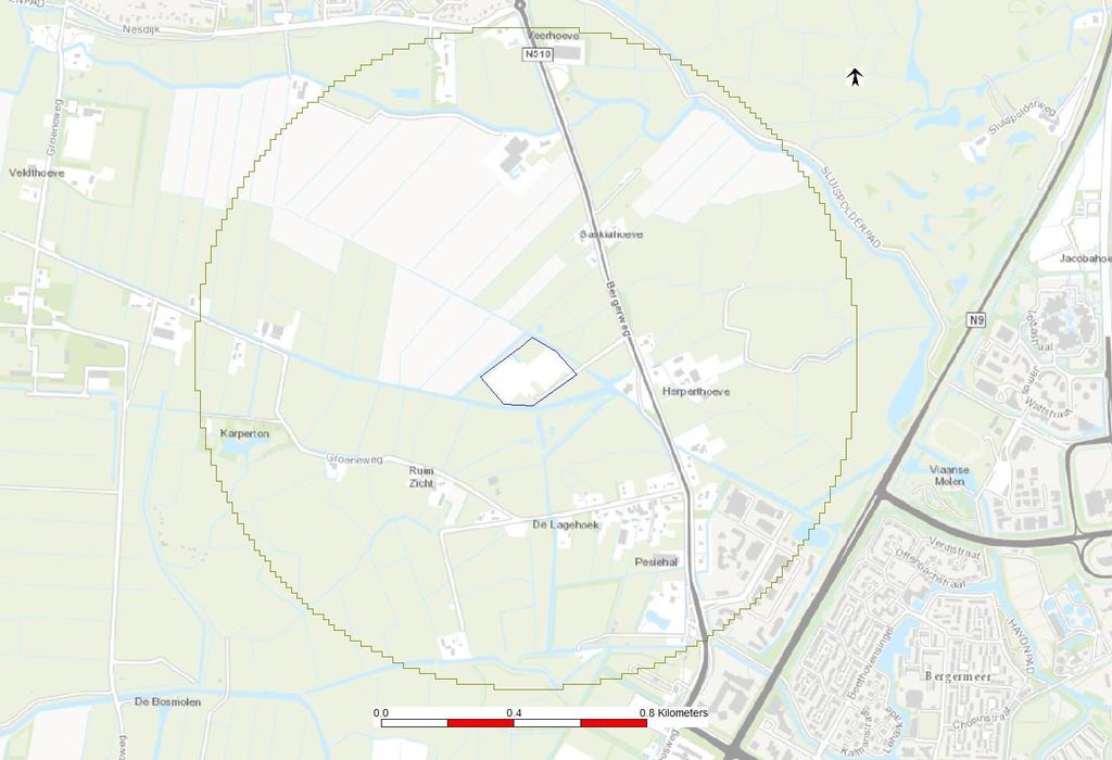 P r o j e c t g e r e l a t e e r d Figuur 6-3: invloedsgebied Bergermeer De gemodelleerde bevolking is gelijk gekozen aan het eerder gehanteerde bevolkingsbestand voor de