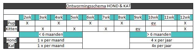 Ontworm advies 16 Vraag 2 Voor welke wormen is het ontwormadvies (> 6 maanden) primair bedoeld?