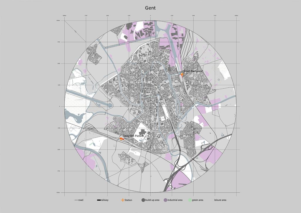 Stationsomgeving Gent-Sint-Pieters Economische zones 2017 Groenzones 2017, Recreatiegebieden 2017 Bebouwde omgeving