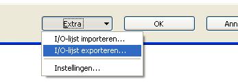 Kies Extra > I/O-lijst exporteren Om de I/O-lijst te