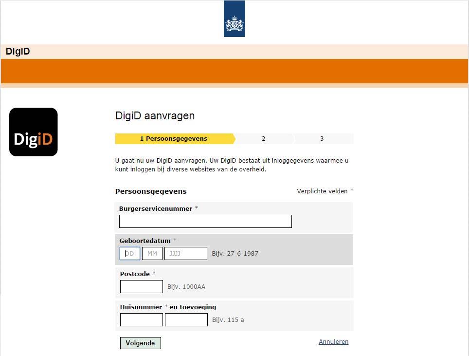 M ODULE 1 BEGINNEN 4. Vul uw persoonlijke gegevens in Vul dan uw geboortedatum in. En vul daarna uw postcode en huisnummer in.