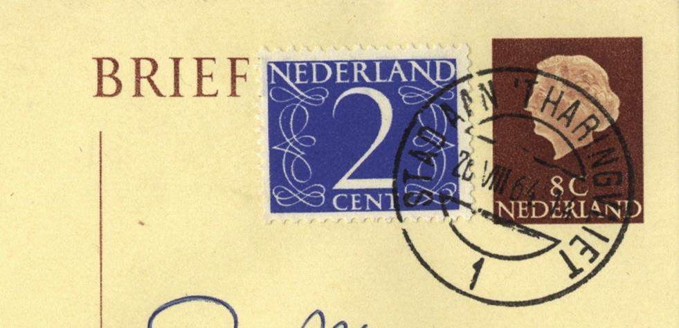 Vanaf 1 juli 1964 kon men 2 cent bijplakken op een