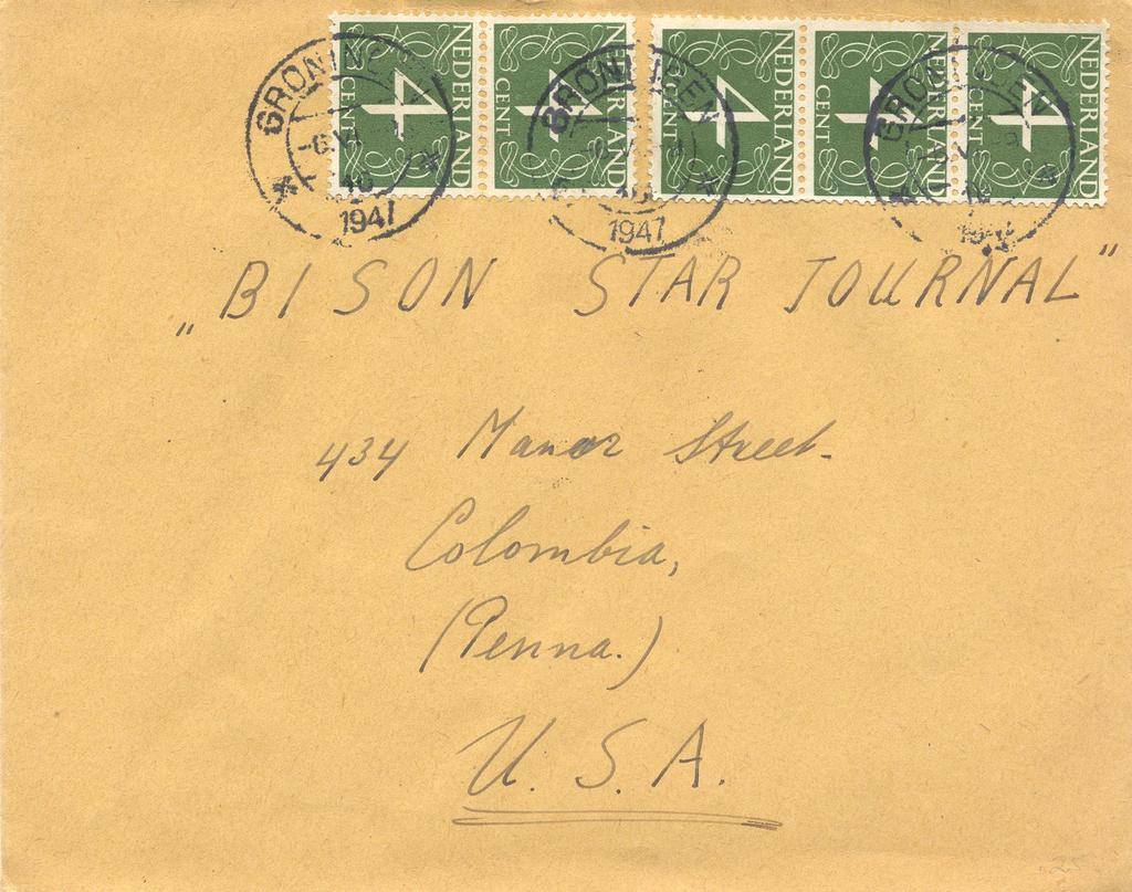 Het buitenlands brieftarief was 20 cent van 1 november 1946 tot 1 juli