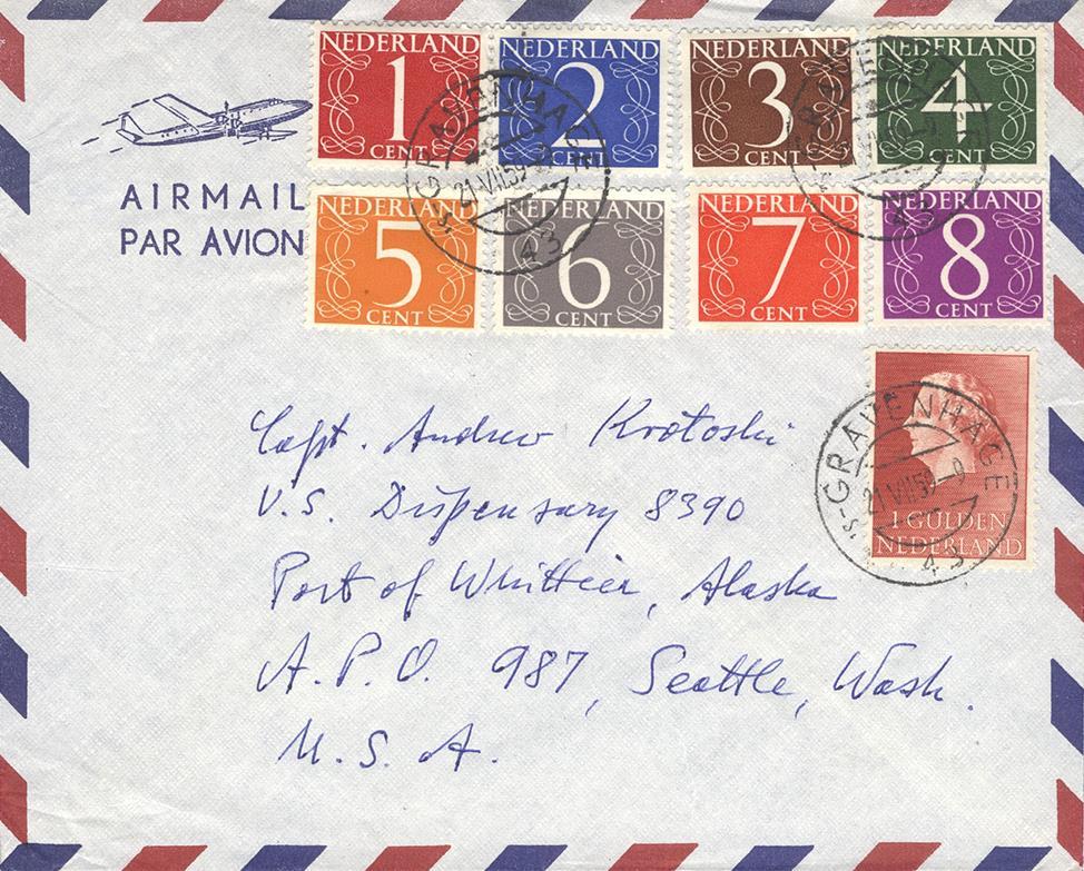 Complete series op brief met alle negen zegels, inclusief de 2½ cent, zijn niet bekend. Een brief per luchtpost met 8 zegels op een luchtpostbrief naar de Verenigde Staten.