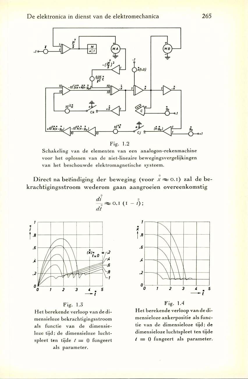 De elektronica in dienst van de elektromechanica 265 voor het oplossen van de niet-lineaire bew egingsvergelijkingen van het beschouw de elektrom agnetische systeem.