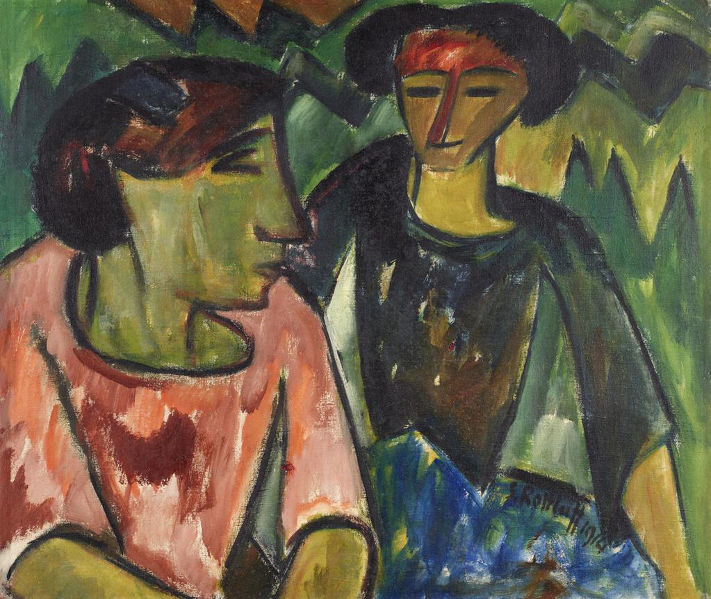 VOOR DE LEERKRACHT Karl Schmidt-Rottluff (1884-1976) Vrouwen in het groen, 1914 MUSEUMLESBESCHRIJVING Feestelijk, verdrietig, lieflijk of juist chaotisch een simpel onderwerp in olieverf kan een heel