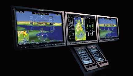 Garmin 3000 cockpit De nieuwe PiperJet en tweemotorige HondaJet krijgen als eerste zakenjets het nieuwe Garmin 3000 Flight Management Systeem (FMS) dat met touch screens bediend wordt.