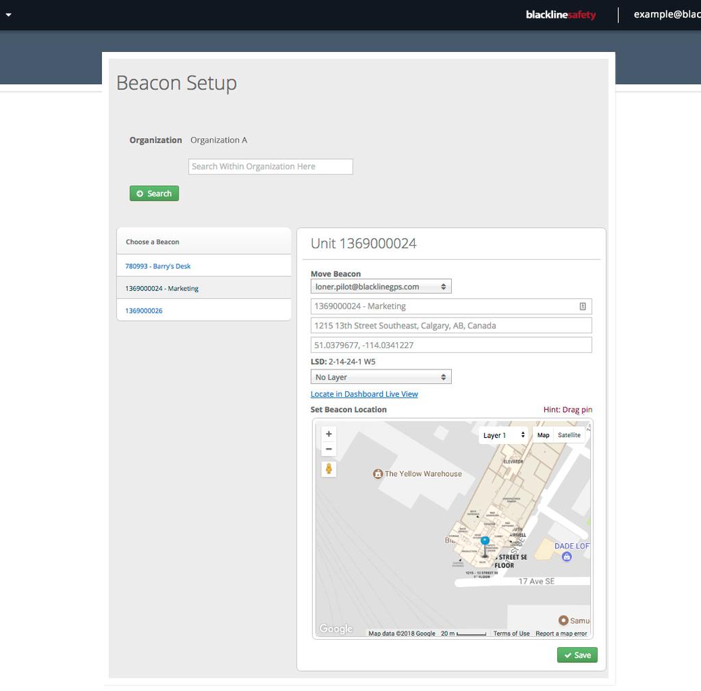 PLAATSEN VAN LOCATIE BEACONS Beacons toevoegen in de Blackline Live portal zorgt ervoor dat uw veiligheid wordt bewaakt.