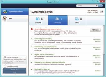 Applicaties Support Center Controleer de prestaties, veiligheid en status van de computer en los eventuele problemen op.