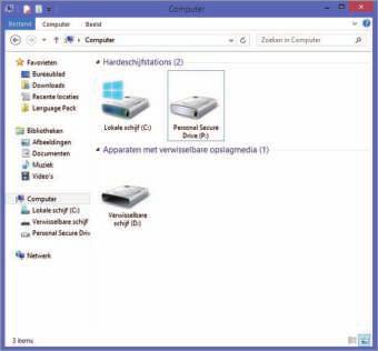 Applicaties 2 Geef een wachtwoord in en klik op OK. De virtuele schijf (Personal Secure Drive) is gemaakt.