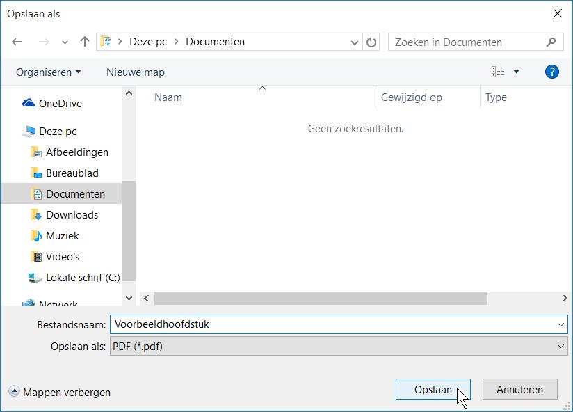 Standaard is dit de map Downloads, maar u kiest voor de map Documenten: Klik, indien