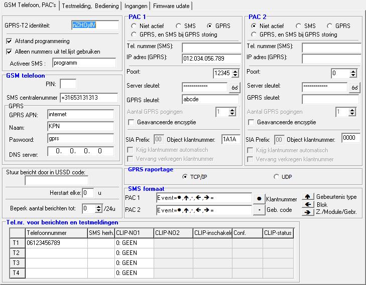 SATEL GPRS-T2 11 Fig. 8. GSM telefoon, PAC s tabblad. GSM telefoon PIN SIM kaart PIN code.