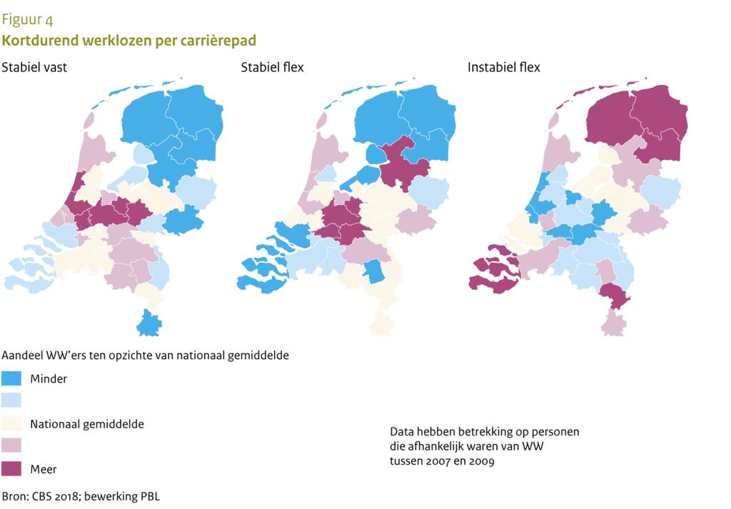 Zo volgt in de regio s Midden-Utrecht en Amersfoort ruim 33 procent van de voormalige WWontvangers dit pad, ten opzichte van 22 procent in de drie noordelijke regio s (het nationaal gemiddelde is 28