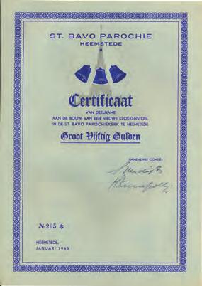 bavo, maria en crispinus: de nieuwe klokken van berkenrode in 1948 Om het geld voor de klokkenstoel bijeen te brengen werden certificaten verkocht. allemaal vakjes.