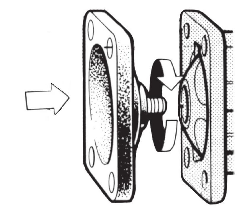 lichtjes te draaien. - Draai het membraan totdat de gaten passen. Compressor met draadsysteem: - Draai het membraan in de compressor met de klok mee.